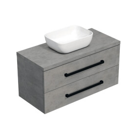 Kúpeľňová skrinka s čiernou úchytkou a krycou doskou SAT Cube Way 100x47,5x46 cm betón mat CUBE46C1003BESAT45 CUBE46C1003BESAT45