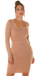 Sexy fine knit dress with pearl detail CAPPUCCINO Einheitsgroesse