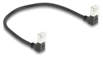 DeLock čierna / Sieťový kábel RJ45 / Cat.6a S/FTP / Slim / obojstranne pravouhlý / 0,25 m (80297)