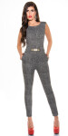 Elegant KouCla Jumpsuit with gold buckle blackwhite L