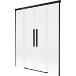 MEXEN/S - Rox vaňová zástena 2-krídlová posuvná 160 x 150, transparent, čierna 8C9-160-002-70-00
