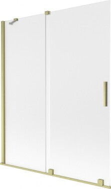 MEXEN/S - Velar dvojkrídlová posuvná vaňová zástena 140 x 150, dekor, zlatá kartáčovaná 896-140-000-31-55