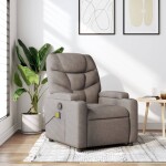 VidaXL vidaXL Rozkładany fotel masujący, taupe, obity tkaniną