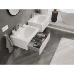 MEXEN/S - Rivel kúpeľňová skrinka 60 cm s umývadlom Vela, 1 šuplík, reliéf, biela mat 91A20-06023-1-BF01-W23M01