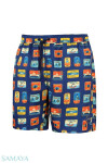 Pánske plavecké šortky Happy Shorts long SM29-48 Tmavomodrá zmes - Self XL tmavě modrá - vzor