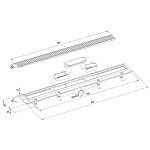 Bruckner - Podlahový žľab s roštom z nerezové oceli, L-810, DN50 700.158.2