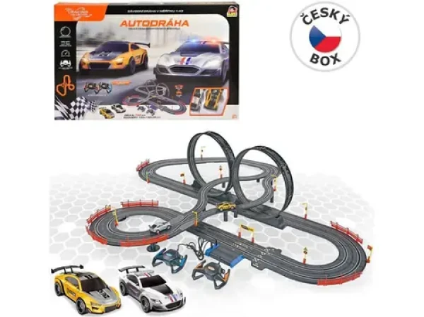 MaDe 11194 - Autodráha 790 cm ( 155 x 130 x 36 cm ) s dvoma autami, na batérie