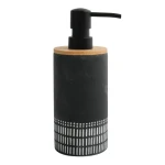 Spirella YUMA Dávkovač mydla čierno-biely / Polyresin / Bambus / 310 ml