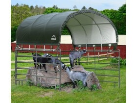 Plachtový prístrešok pre kone – ShelterLogic 3,7 × 3,7 m zelený