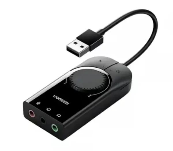 Ugreen CM129 Externá USB zvuková karta čierna / 3x 3.5 Jack (40964)