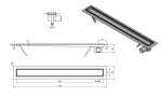 AQUALINE - PAVINO podlahový žľab z nerezové oceli s roštom na dlaždice, L-760, DN50 2710-80