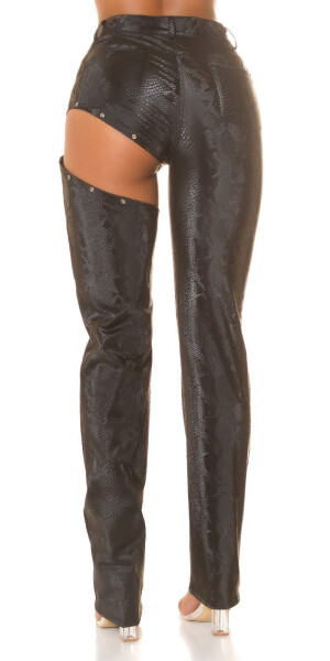 Sexy Koucla Wetlook Pants with Snake Print & Cut Out SNAKE L