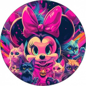 Jedlý papier Minnie a mačky ružové pozadie 19,5 cm - Pictu Hap - Pictu Hap