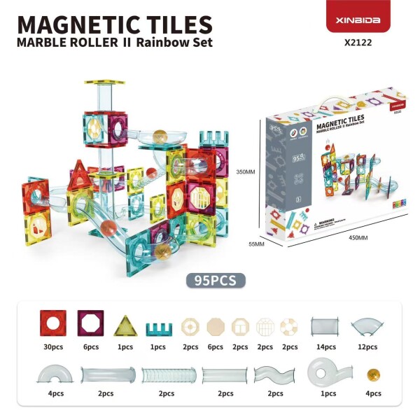 Mamido Mamido Farebná magnetická stavebnica 95 dielov guľôčková dráha MT1492