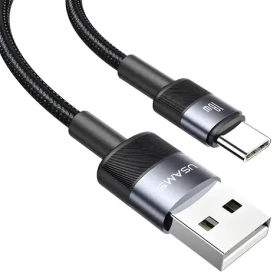 USAMS SJ718 sivá / Nabíjací a dátový kábel / USB-A - USB-C / 3A / 1,2 m (SJ718ZJ01)