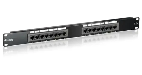 Equip 16- Port čierna / Patch panel / Cat5e / UTP / 1U / 19" (235316)