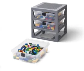 Room Copenhagen Úložný box Lego s 3 zásuvkami sivá / Úložný box / súprava 3 ks / 205x155x70 mm (40950003)
