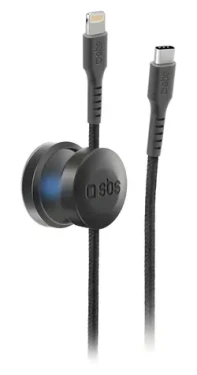 SBS čierna / Kábel USB-C - Lightning / MFI / 18 W / 2 m / magnetický držiak