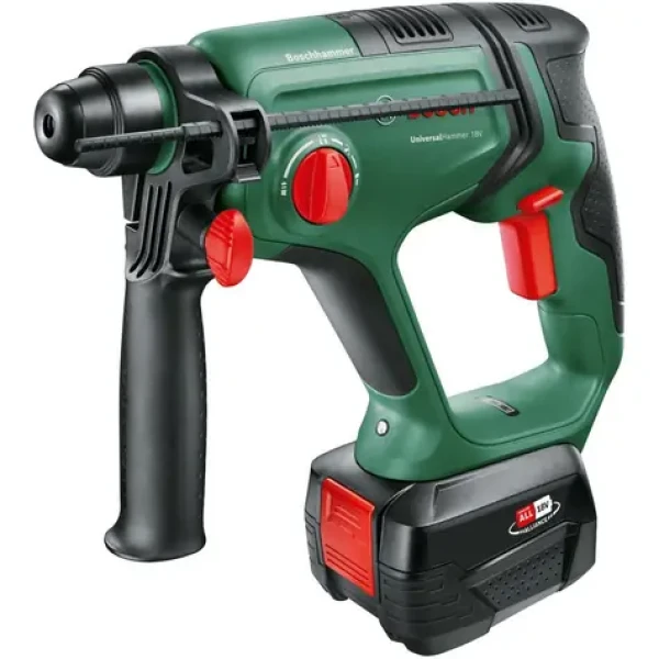 BOSCH UniversalHammer 18V / Aku kombinované kladivo / 2000 ot/min / 5400 úderov/min / SDS- PLUS / s aku a nabíjačkou (4053423233353)