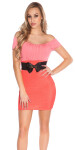 Sexy minidress with carmen-neck and belt CORAL Einheitsgroesse