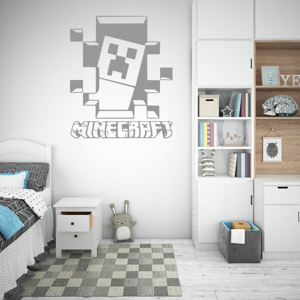 Veselá Stena Samolepka Minecraft hra Farba: šedá, Veľkosť: 60 x 71 cm