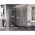 MEXEN/S - Lunar L sprchový kút päťboký krídlový ľavá 90 x 100, transparent, biela 831L-090L-100P-20-00-L