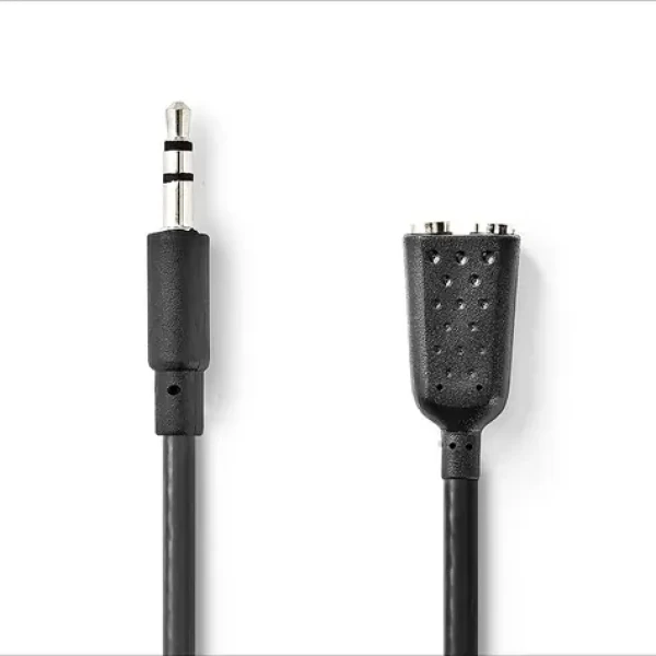 Nedis Stereo Audio kábel jack 3.5 mm (M) - 2x jack 3.5 mm (F) 0.20 m čierna (CAGB22100BK02)
