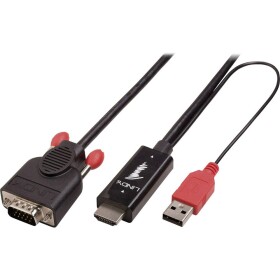 LINDY HDMI / VGA káblový adaptér Zástrčka HDMI-A, VGA pólové Zástrčka 1.00 m čierna 41455 HDMI kábel; 41455