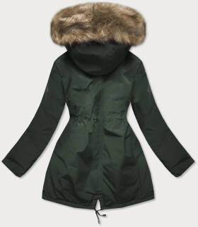 Obojstranná dámska zimná bunda v khaki farbe (w557big) odstíny zelené 46