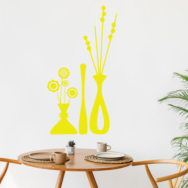 Veselá Stena Samolepka Kvety vo váze Farba: žlutá, Veľkosť: 40 x 21 cm