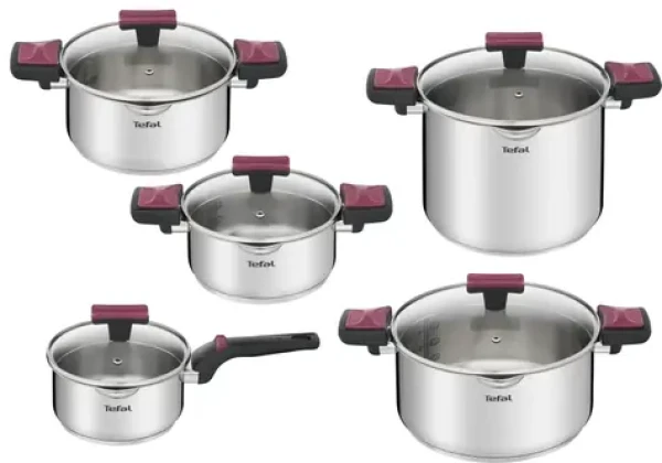 TEFAL Cook Clip G723SA74 / Sada riadu / 10 dielov / nerez / PowerGlide nepriľnavý povrch / indukcia (G723SA74)