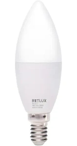 Retlux RLL 677 C37 E14 / LED žiarovka / 3W / 405 lm / 6500K - denná biela / D