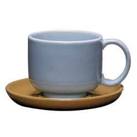 Hübsch Šálka s podšálkou Amare Light blue/Brown 200 ml