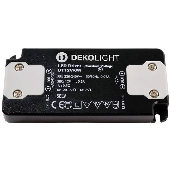 Deko Light FLAT, CV, UT12V/6W LED driver konštantné napätie 6 W 0 - 500 mA 12 V; 872629