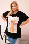 Dámska bavlnená blúzka v nadmernej veľkosti s potlačou "Day Dream" Black + Orange UNI