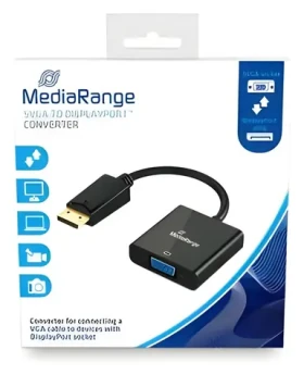 MediaRange VGA na DisplayPort čierna / Adaptér / 15 cm / SVGA 800x600 / poniklované kontakty (MRCS173)
