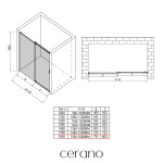 CERANO - Sprchové posuvné dvere Santoro Ľ/P - 8 mm - čierna matná, grafitové sklo - 160x195 CER-537442
