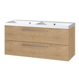 Mereo Bino, kúpeľňová skrinka s umývadlom z liateho mramoru 121 cm, dub Arlington CN623M
