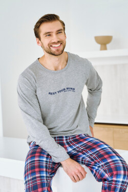 3478 PÁNSKE DLHÉ PYŽAMO FRANCO S-XL melanžově šedá XL