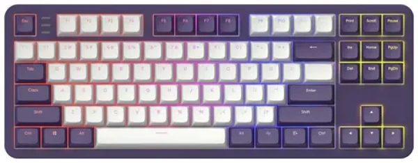 Dark Project ALU87A bielo-fialová / herná klávesnica / mechanická / spínače g3ms Sapphire mechanical / RGB / USB / 1.8m (DPKB_VIOLET_ 87_ANSI)