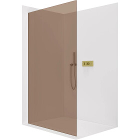 CERANO - Sprchová zástena Walk-in Crystal Ľ/P - 8 mm - bezvzperový systém - zlatá, bronzové sklo - 110x200 CER-690343