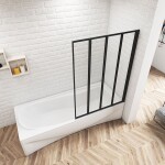 H K - Vaňová zástena päťdielna V5 100, čierna, číre sklo SE-V5100B