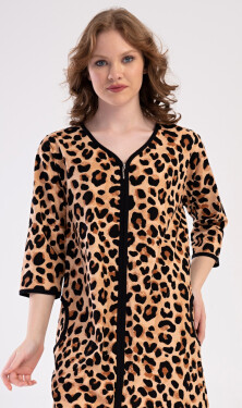 Dámske domáce šaty s trojštvrťovým rukávom Leopard hnědá 2XL