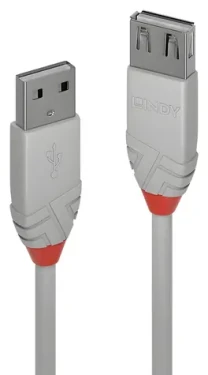 Lindy Anthra Line šedá / Prodlužovací kabel / USB 2.0 / USB-A - USB-A / 3 m (36714)