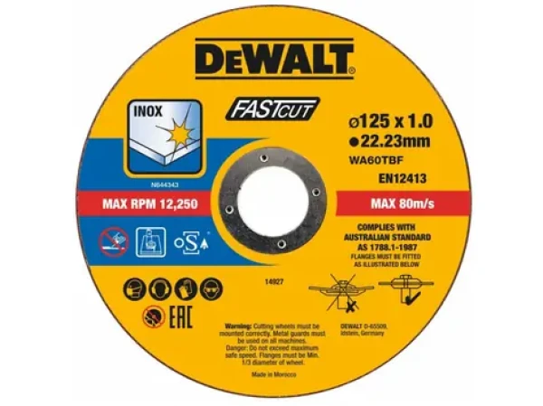 DeWalt DT20540 / Rezný kotúč na nerez kov / Priemer 125x22.23 mm / Šírka 1.0 mm / 100ks (DT20540)