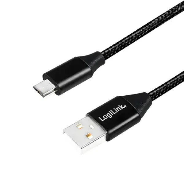 LogiLink USB-A - Micro-USB čierna / Kábel / opletený / USB 2.0 / 0,3 m (CU0143)