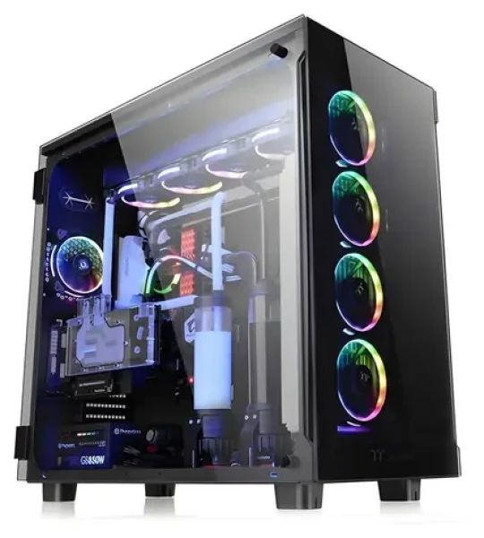 Thermaltake View 91 RGB Riing čierna / Full tower / 4× USB 3.0, USB-C / 4× 140 mm RGB / bez zdroja / priehľadná bočnica (CA-1I9-00F1WN-00)