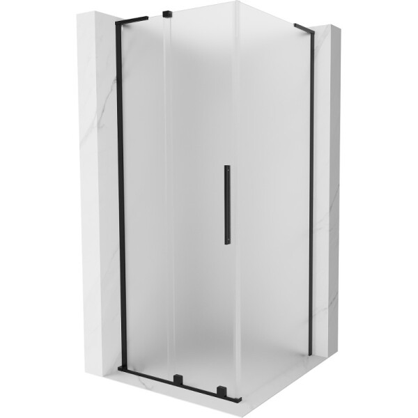 MEXEN/S - Velar L sprchovací kút, posuvné dvere 100 x 100, dekor, čierna 871-100-100-33-70