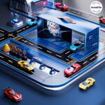 Mamido Mamido Sada 20 kovových autíčok v kontajneri, garáž v tvare boxu MT1457