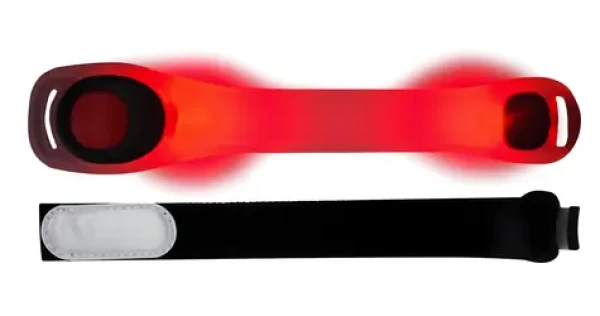 Sportteam Reflexná LED opasok červená / Reflexná opasok / Svietenie a blikanie / Suchý zips / cca 72 h svietenie
